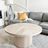 Round White Oak Wood Coffee Table with Pedestal Base