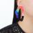 Large Colorful Rainbow Hoop Stud Laser Cut Earrings
