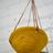 Bright Yellow & Terracotta Hanging Planter w/ "Horizon Line" Design - Hanging Pot w/ Carved Design - Succulent, Cactus, Herb, Air Plant, Etc