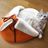 Giant Slipper Cat Bed in Orange Suede- 100% vegan materials