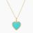 Turquoise Heart Necklace With Diamonds on Paperclip Link Chain