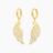 Angel Wing Earrings with CZ Diamond Pave & Huggie Hoop, 18K Gold