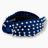 Velvet Knotted Headband Embellished With Pearls (Navy Blue)
