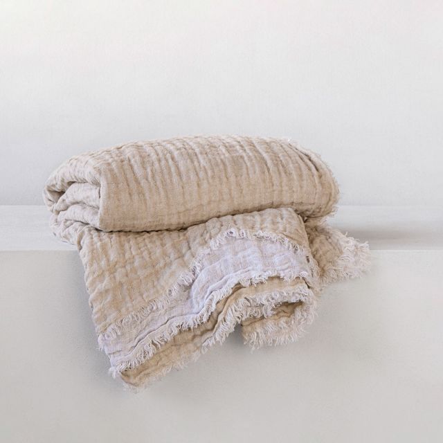 Crush Double Linen Throw Blanket - Ayrton/Sable