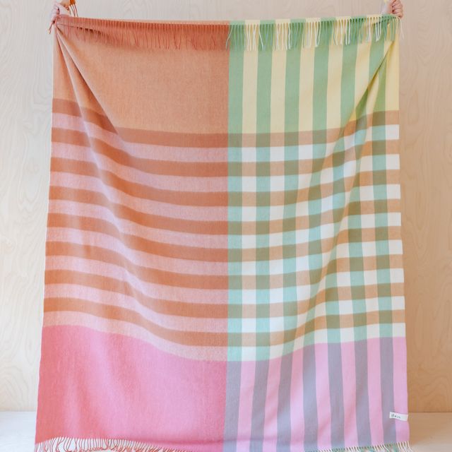 Lambswool Blanket in Pink Gingham Check