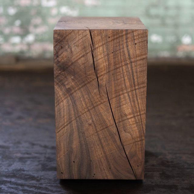 Hyo Table Walnut | Walnut Wood Cube Side Table