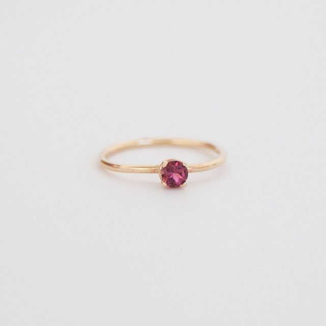 Pink Tourmaline Birthstone Ring (October) - 14K Solid Gold