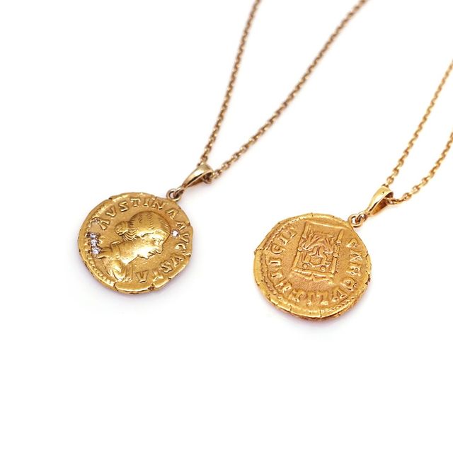 Ancient Roman Stoned Coin Necklace