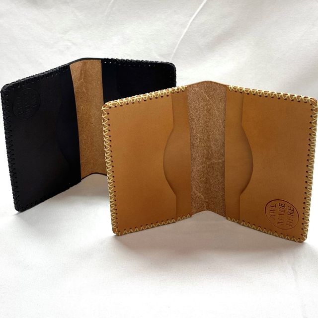 Card Case, Four Pockets. Black or Natural Tan