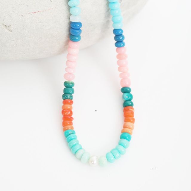 "The Hanalei" Large Opal beaded necklace