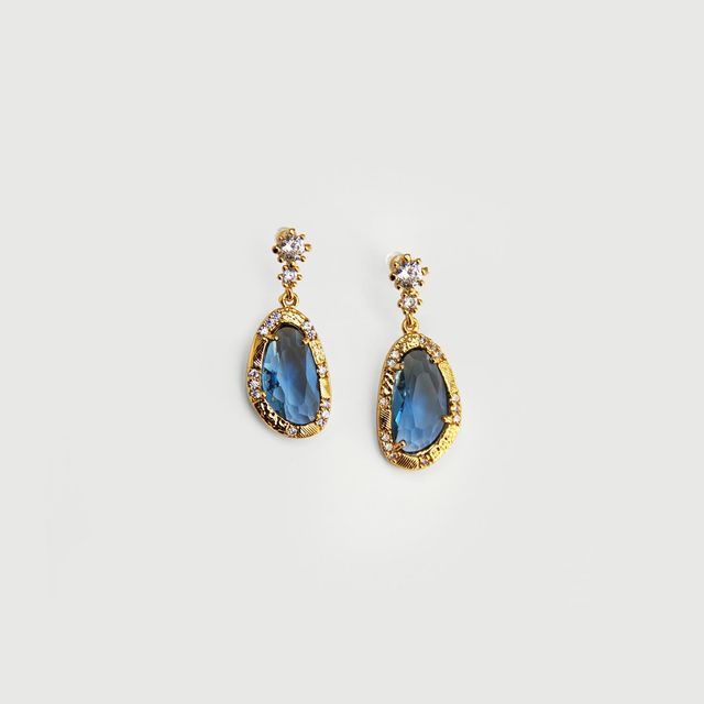 Gemma Gold Drop Earrings in Sapphire