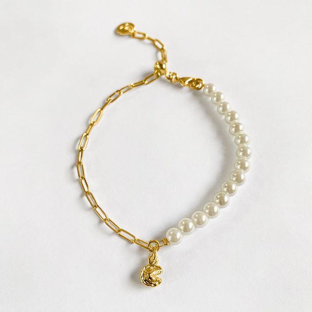 Fortune Cookie Pearl Bracelet - Gold