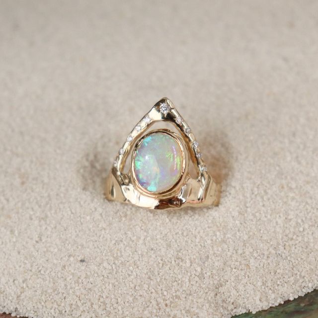 Crown of Starlight Ring | Opal, Diamonds, 14k Gold