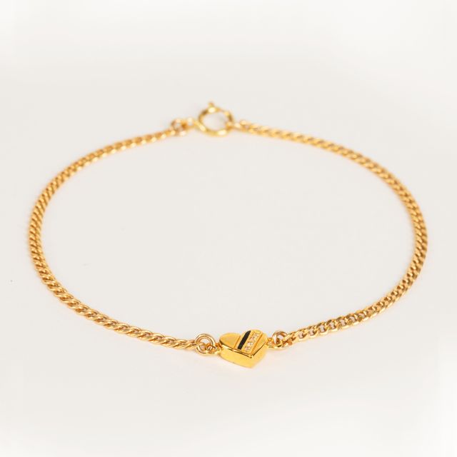 Gold Love Heart Charm Bracelet