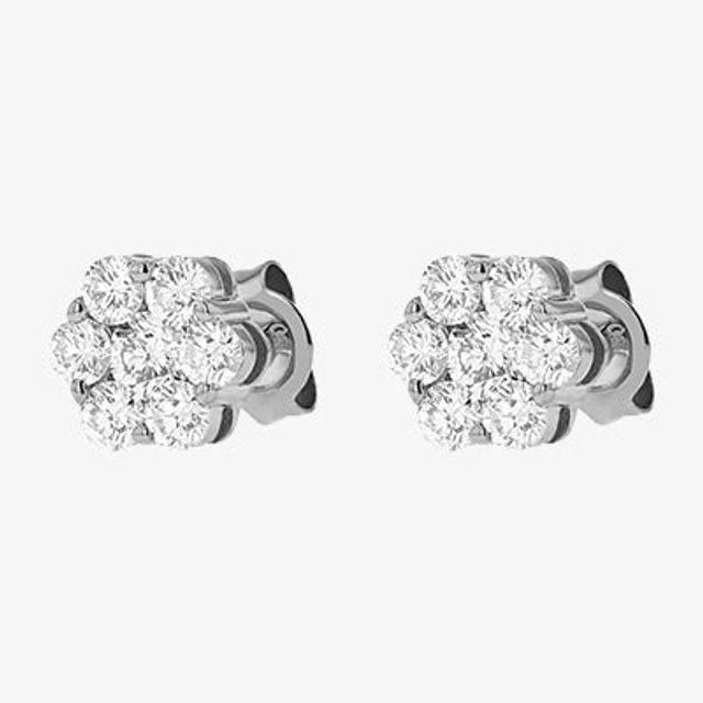 Flower Diamond Stud Earrings with 1.0 Carats