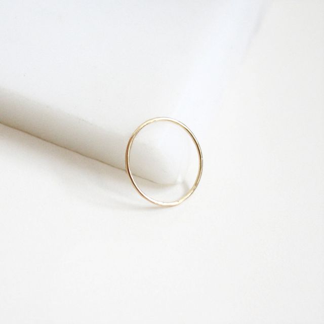 Thin Hammered Ring - 14k Solid Gold