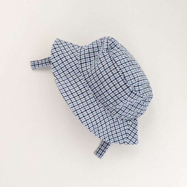 Blue Plaid UPF 25+ Seersucker Bucket Hat for Babies and Toddlers