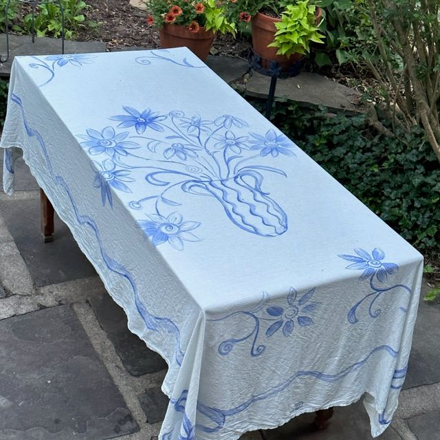 Flowers & Ribbons - Hand Painted Tablecloth
