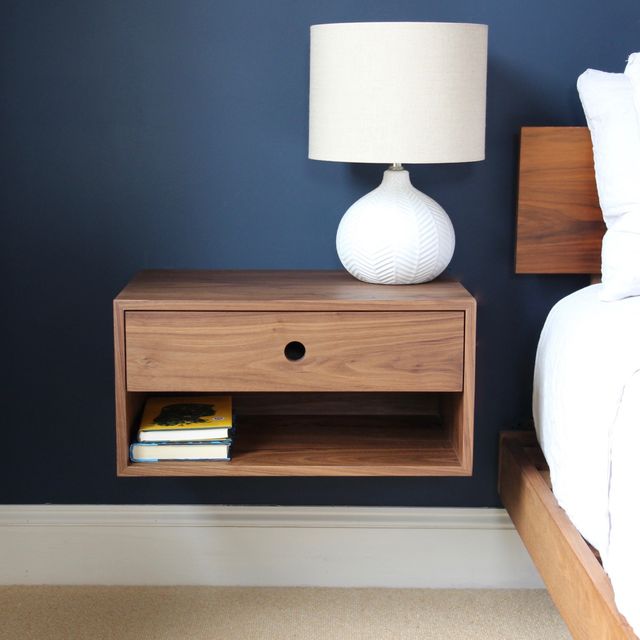 Walnut Double Tall Floating Nightstand