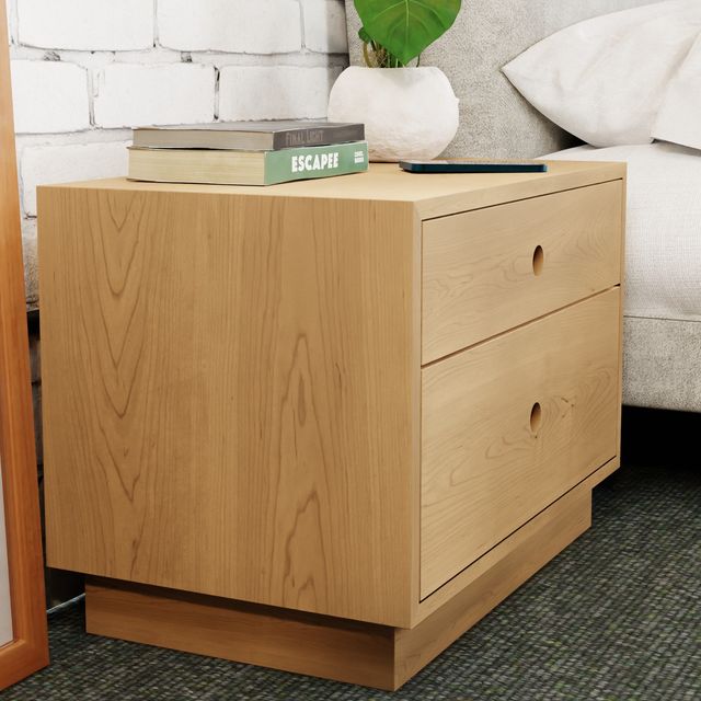 Maple Freestanding Nightstand with Double Drawers