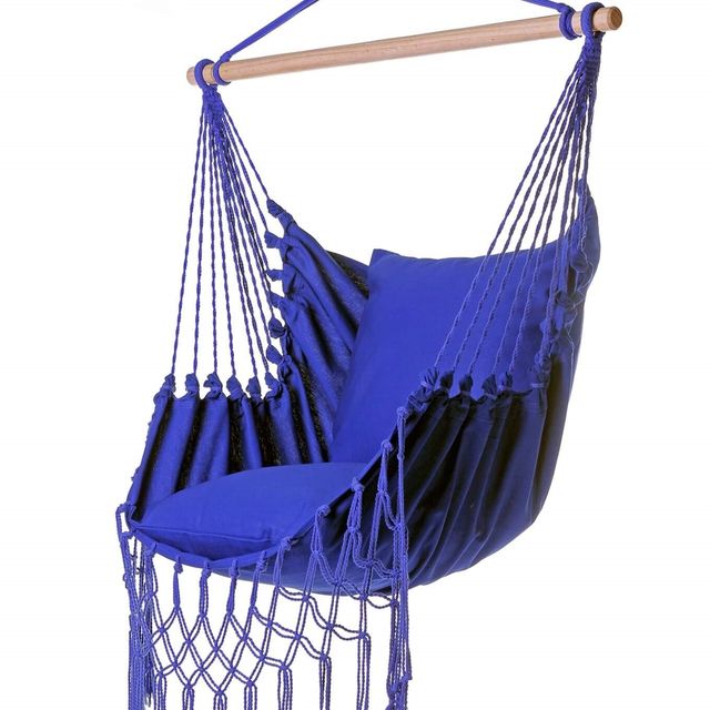 Blue Macrame Hanging Chair Hammock Swing | SERENA BLUE
