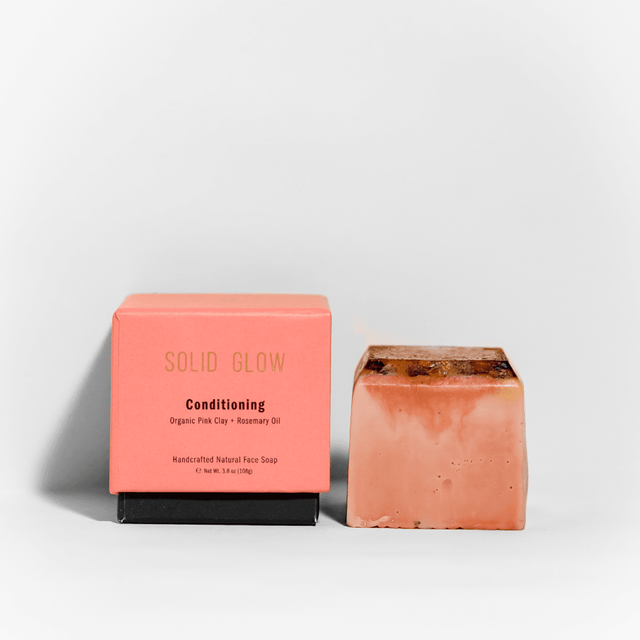 Solid Glow - Conditioning Natural Face Soap (Pink Clay + Rosemary)