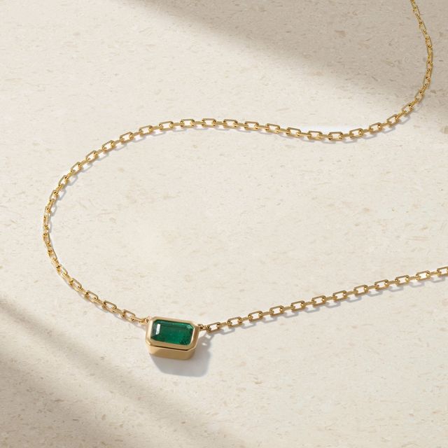 Classic Bezel Solitaire Emerald Necklace