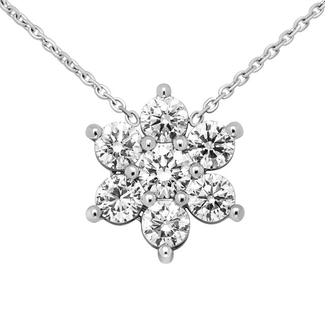 Floral Cluster Diamond Necklace in Platinum