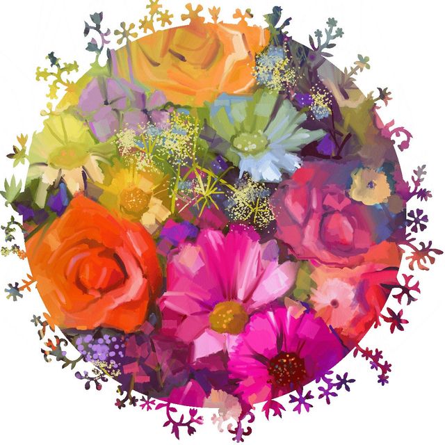 Circle of Flowers (392 Piece Shaped Flower Wooden Jigsaw Puzzle)