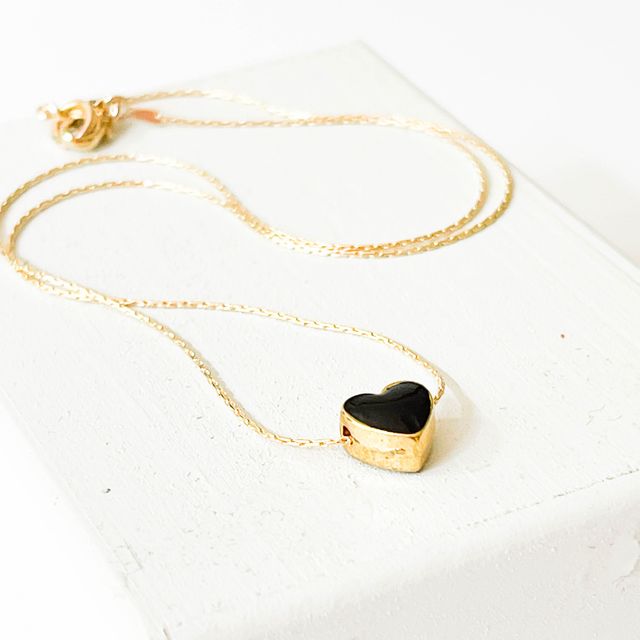 Black Heart Gold Filled Necklace