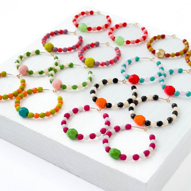 Colorful Gold Filled Hoops with Beads