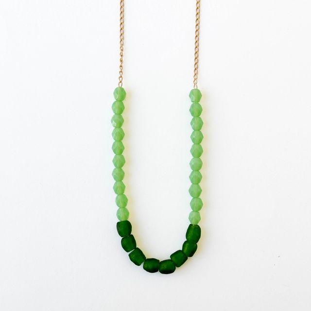 Recycled Glass And Bead Necklace