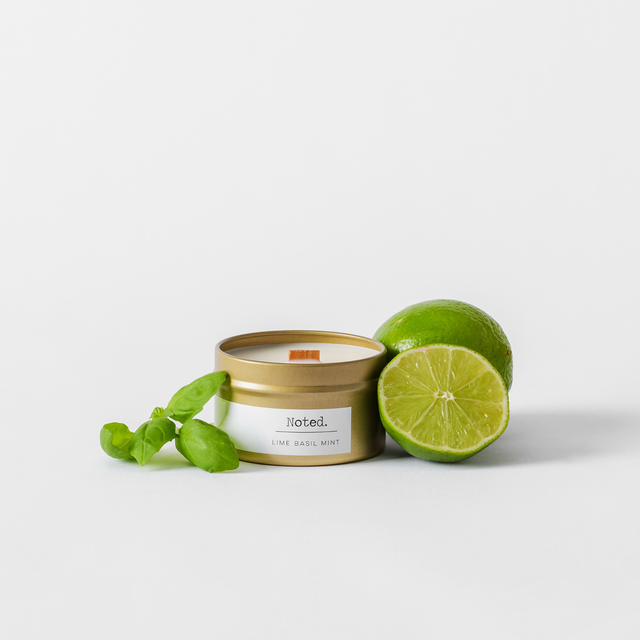 Lime Basil Mint Gold Tin Candle