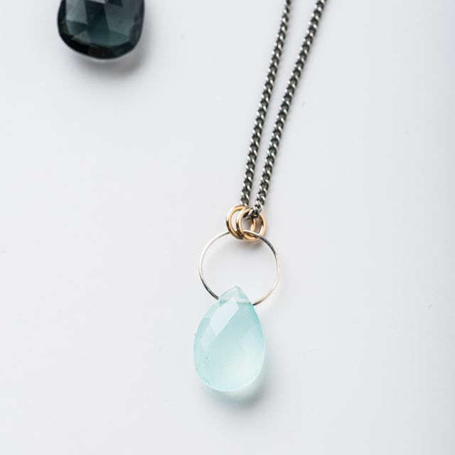 Chalcedony Gemstone Drop Necklace