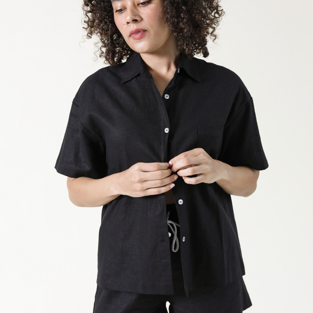 Rita Linen Shirt - Black