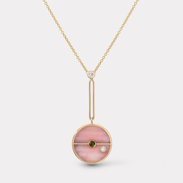 Signature Compass Pendant with Pink Opal and Green Tourmaline