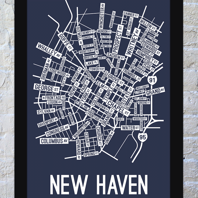 New Haven, Connecticut Street Map Screen Print