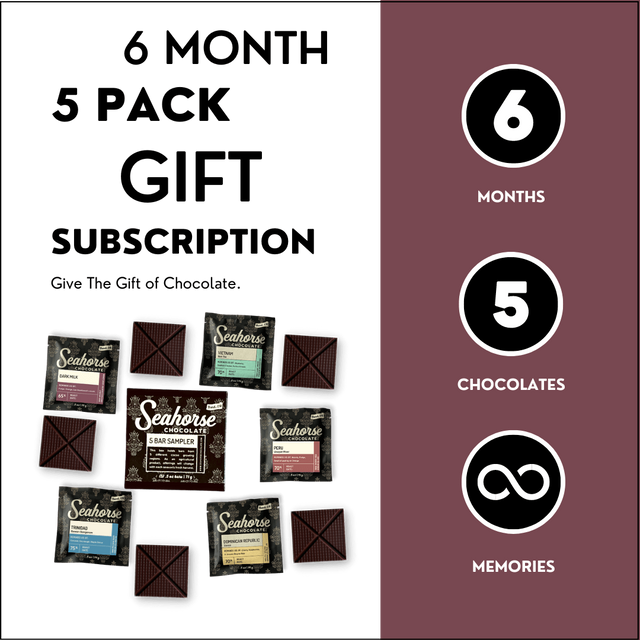 Six Month 5 Pack Chocolate Sampler Tasting Gift Subscription