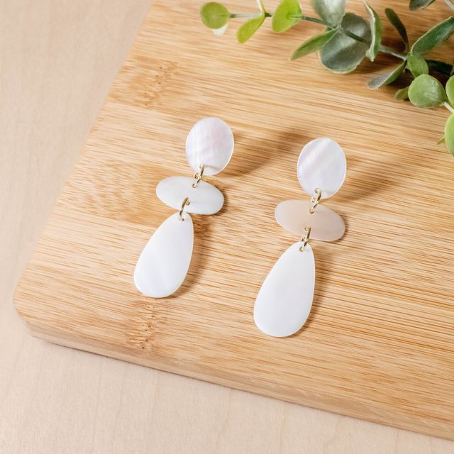 Pearl White Dangle Earrings - Mother of Pearl | LIKHÂ