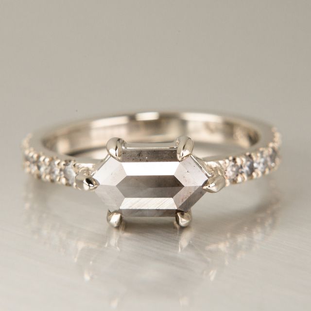 Ombre Grey Diamond Ring in 14k White Gold