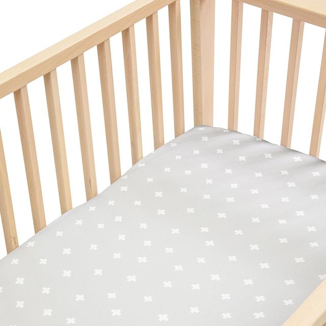 Silk Fitted Sheet for Cots / Cribs - Dove Grey Crosses