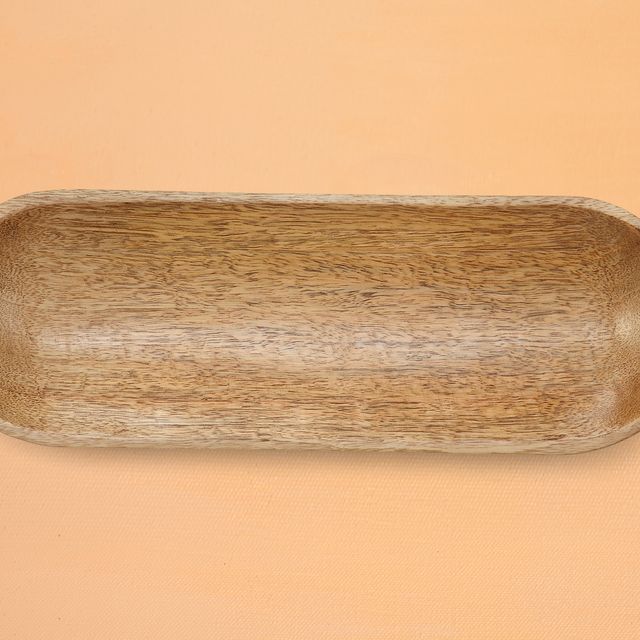 Fair Trade Wood Decorative long bowl, 12" x 4"