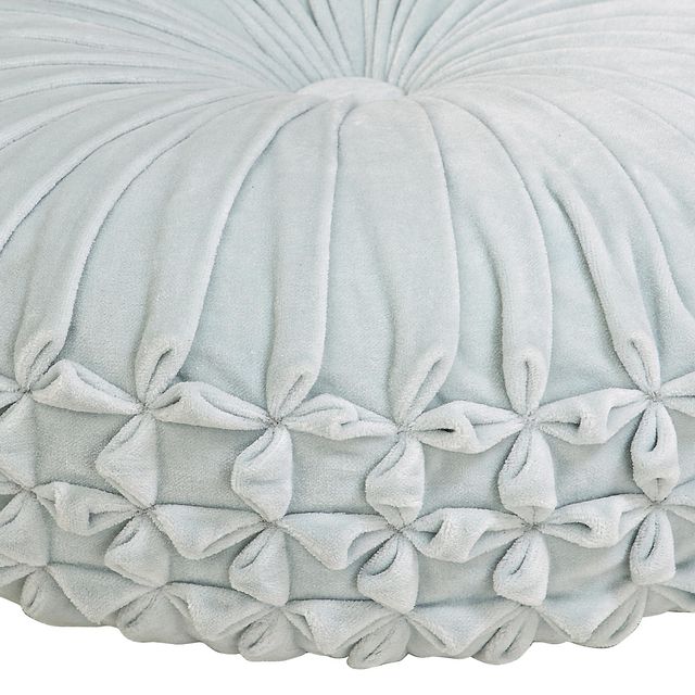 Velvet Round Handmade Pillow, Cool Blue- 16 Inch
