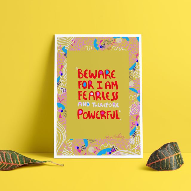 Beware for I am Fearless Hand drawn Art print, Cubicle Decor