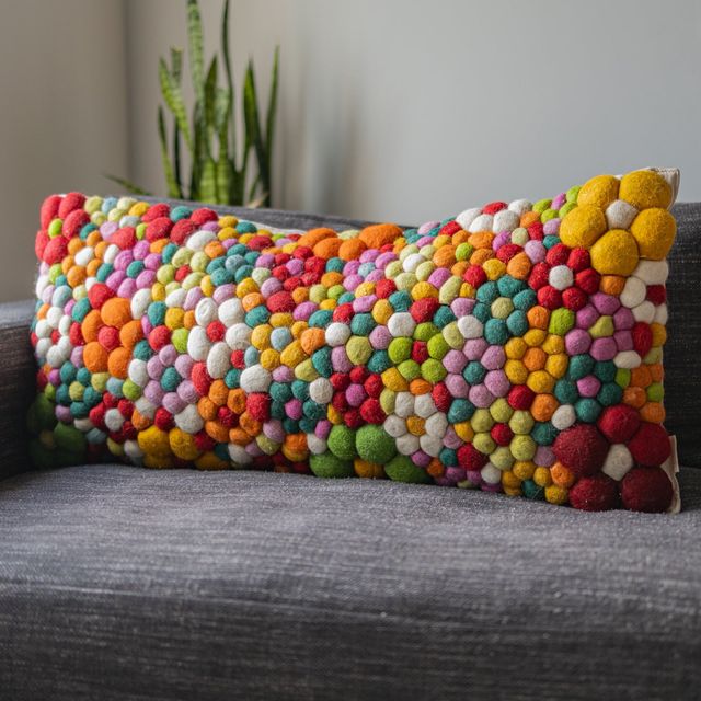 Lolly Organic Wool Abstract Lumbar Pillow