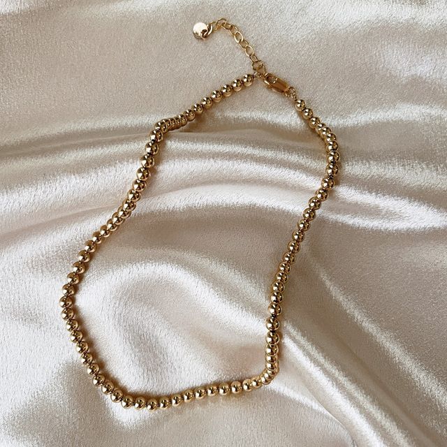 5mm Beaded Necklace - Gold