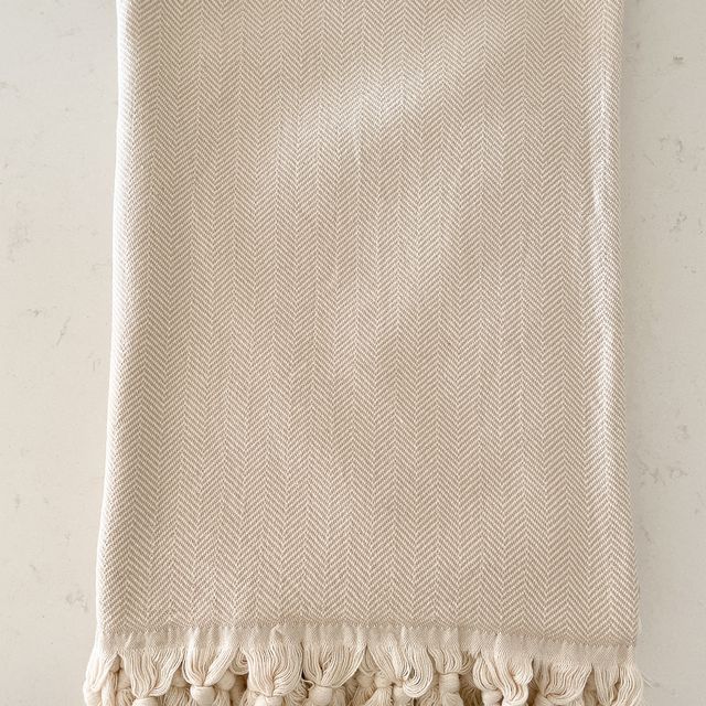 Turkish Cotton Herringbone Throw with Tassels 55x75