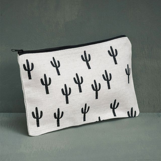 White Saguaro Pouch, College Student Gift, Mother's Day Gift, Easter Gift