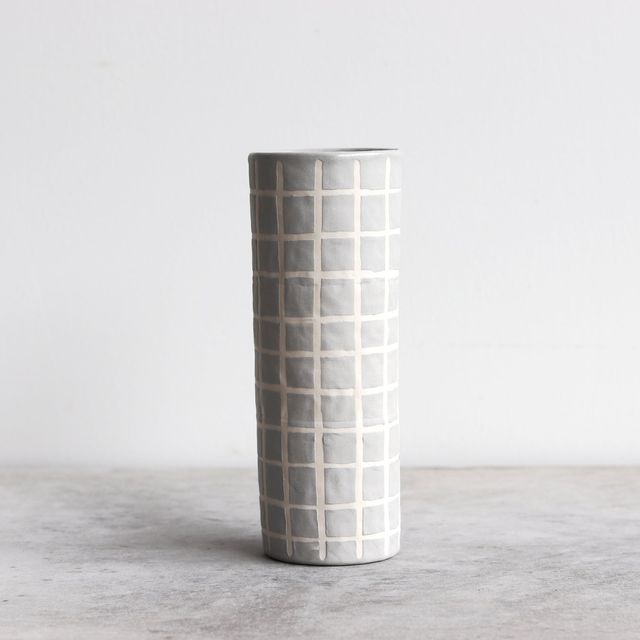 Matte Grid Vase - Fog