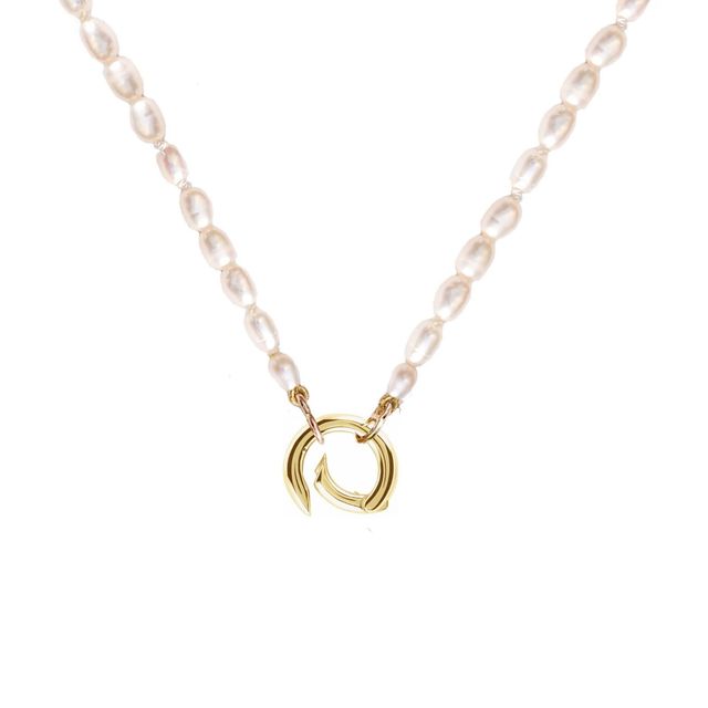 Pearl Charm Hoop Necklace